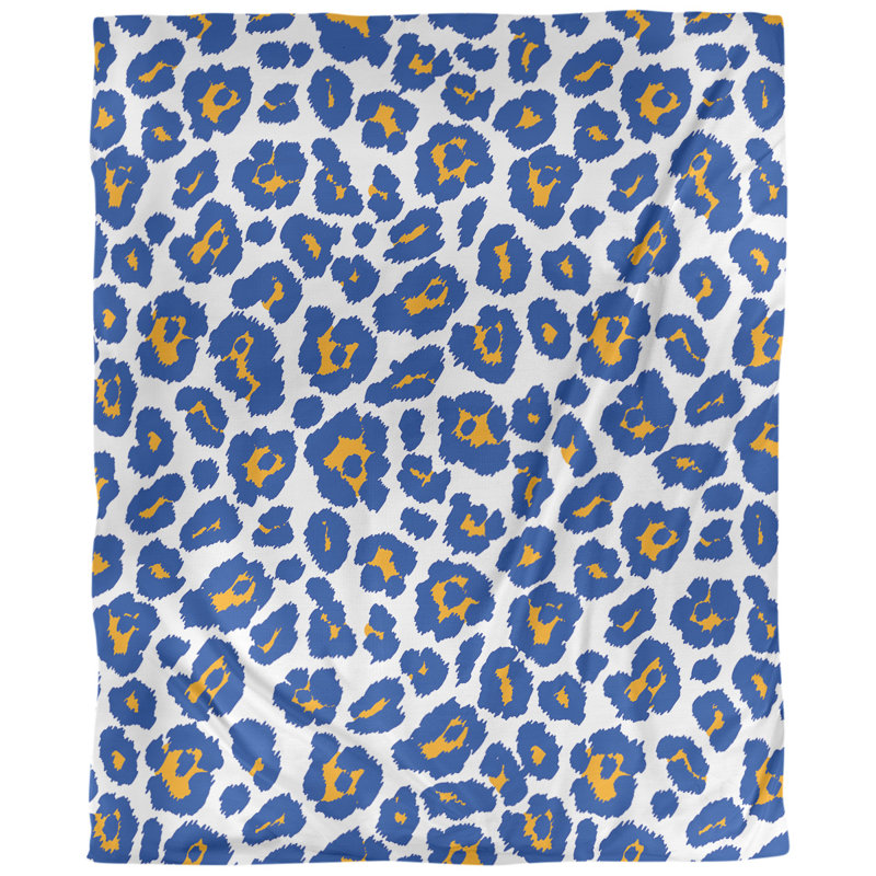 Housse de couette simple à imprimé léopard, Housse de couette pour lit simple, Polyester brossé, Blanc / Bleu / Jaune