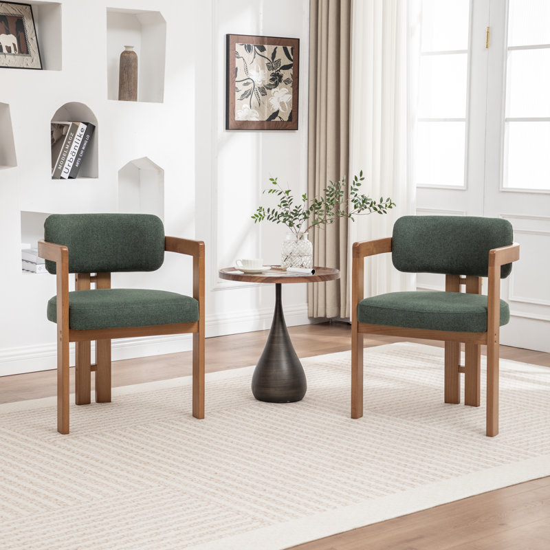 Bula Stanford Upholstered Curved Solid Wood Dining Chair, Green