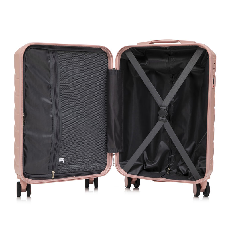 14 "/ 20" 2 pièces / ensemble dans un bagage à roulettes en ABS, avec serrure à combinaison, étui à cosmétiques 14 "