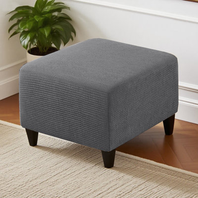 Stretch Slipcovers Machine Washable Small Checks Jacquard Ottoman Covers  Removable Washable with Elastic Bottom Footstool Protector