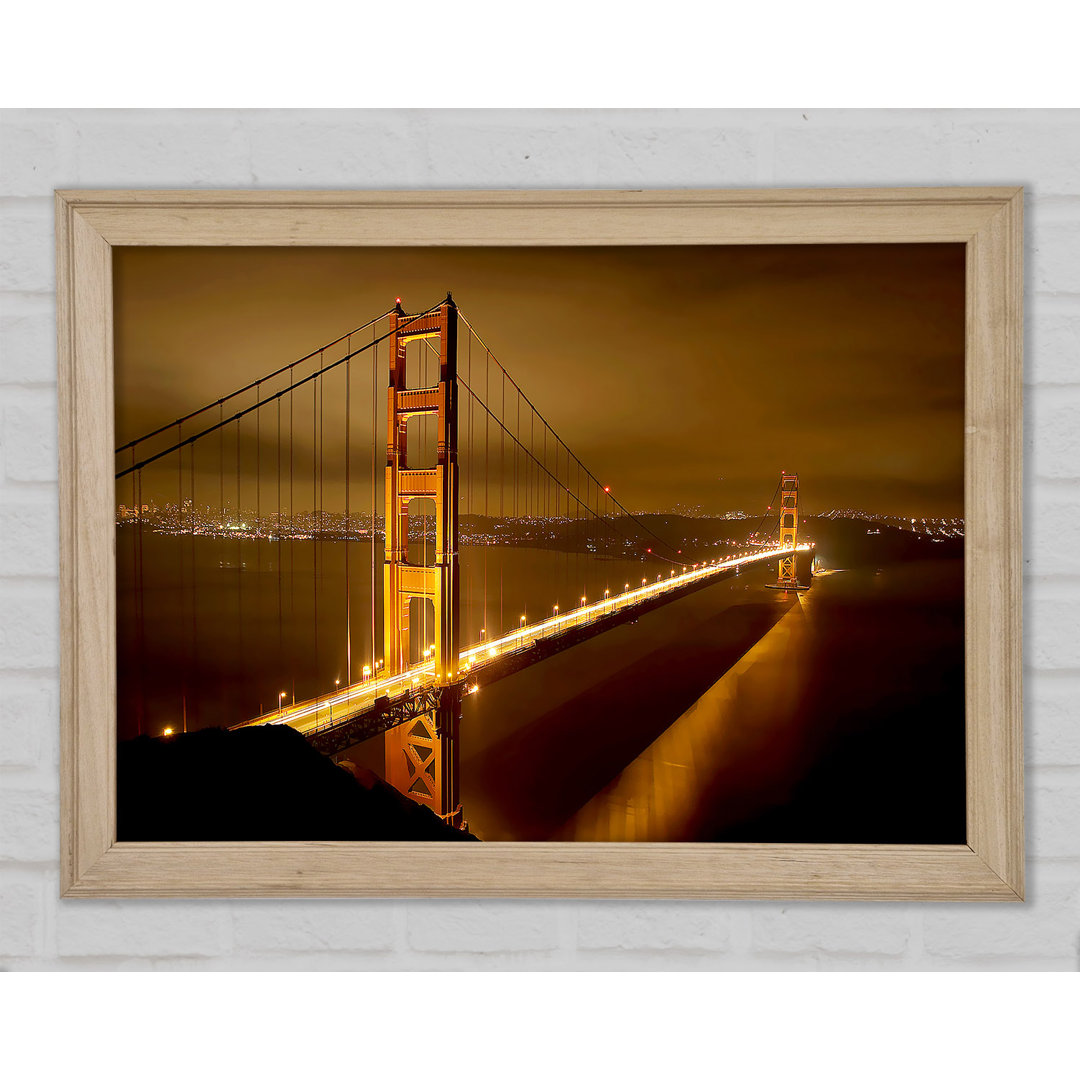 San Francisco Bridge Golden Mist - Einzelner Bilderrahmen Kunstdrucke