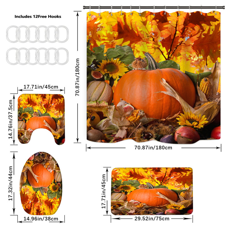 Shower Curtain with Hooks Included