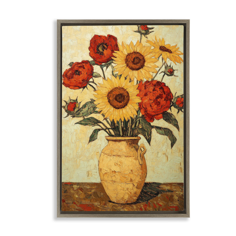 Cadre flottant Rustic Flower, par Petal Prints Design, H 25 po x l 17 po, Cadre flottant orme Montalcino