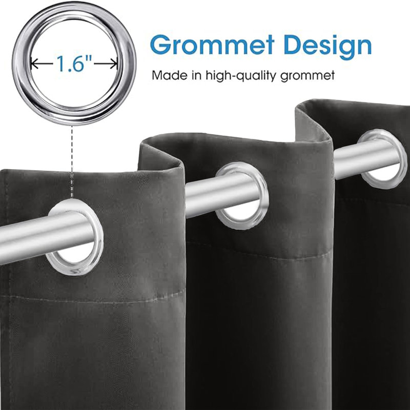 Luxury 230 GSM 100% Blackout Eyelet Room Darkening Curtain Pair, 228 W x 228 D cm, Dark Grey