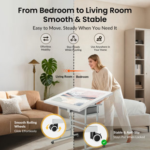 1500 Piece Light-Weight Adjustable Tilting Plastic Jigsaw Puzzle Table for Adults, 35"x26" Multi-Functional Puzzle Board with 4 Drawers & Protective Cover, 45-Degree Any-Angle Tilt