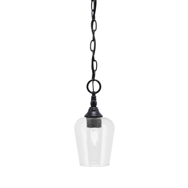 Mini-luminaire suspendu en chaîne avec verre, Noir mat