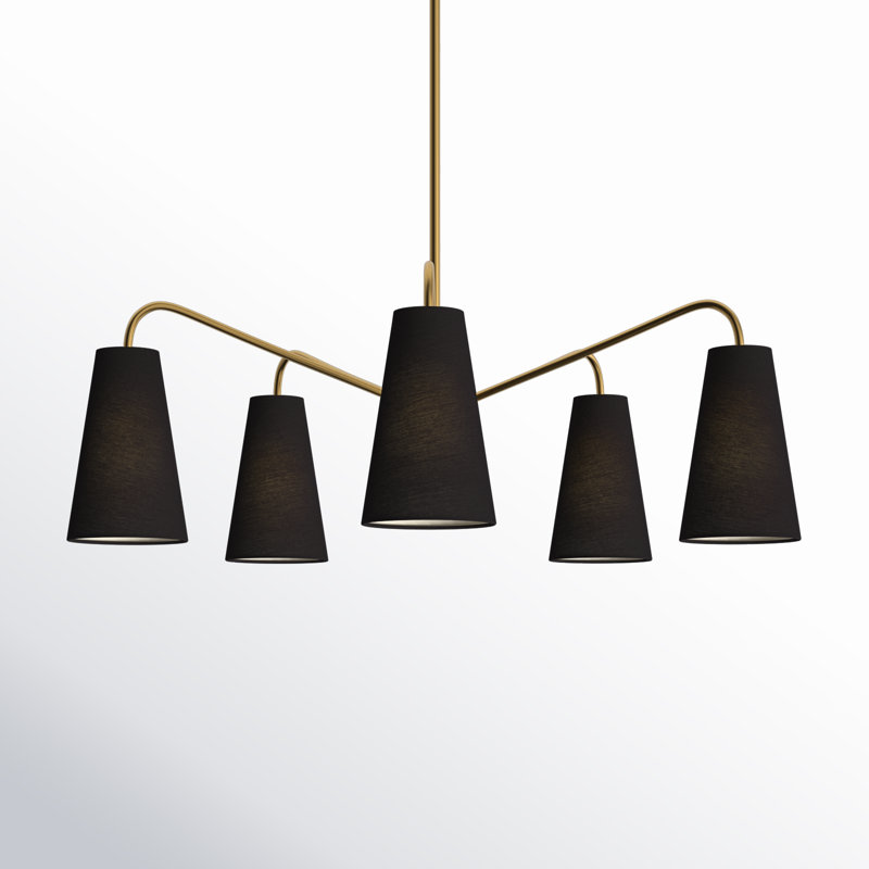 Cher 5-Light Chandelier, Black, Brass