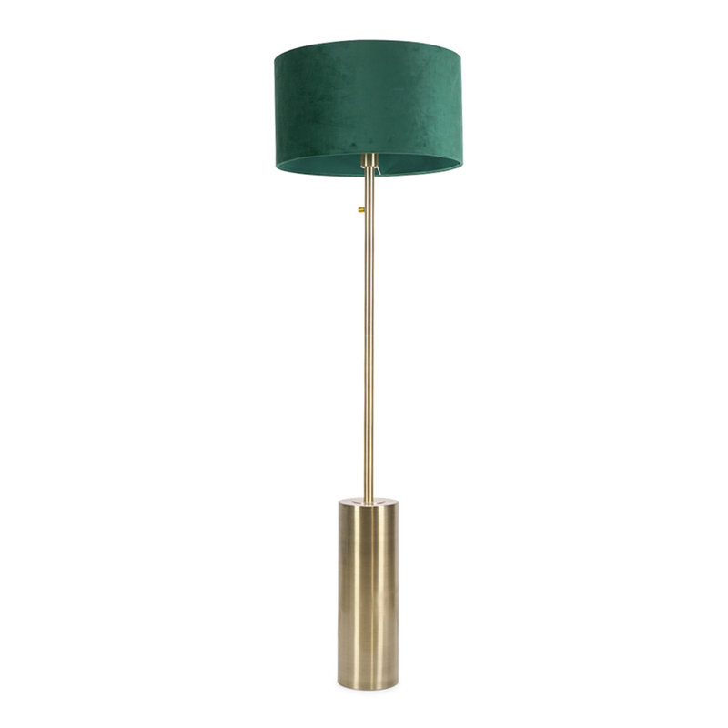 Lexy 150cm Traditional Floor Lamp, Antique Brass, Forest Green