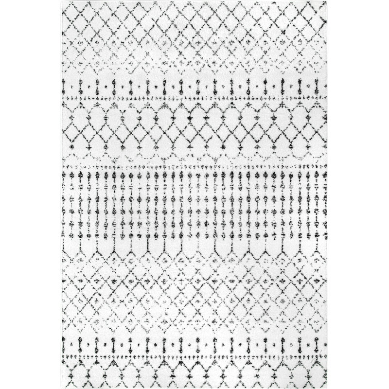 Freetown Moroccan Performance White/Black Rug, Rectangle 8' x 10'