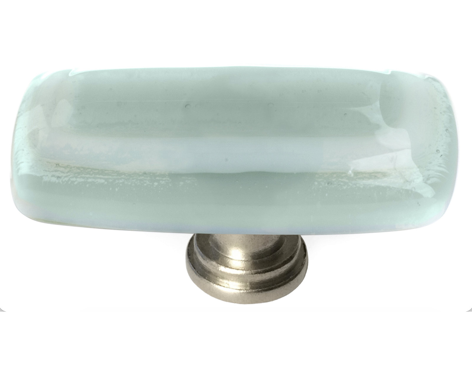 Stratum Rectangular Knob Knob, Spruce Green, Satin Nickel