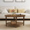 Table basse ovale en bois massif avec rangement à 2 niveaux, style Mid-Century moderne