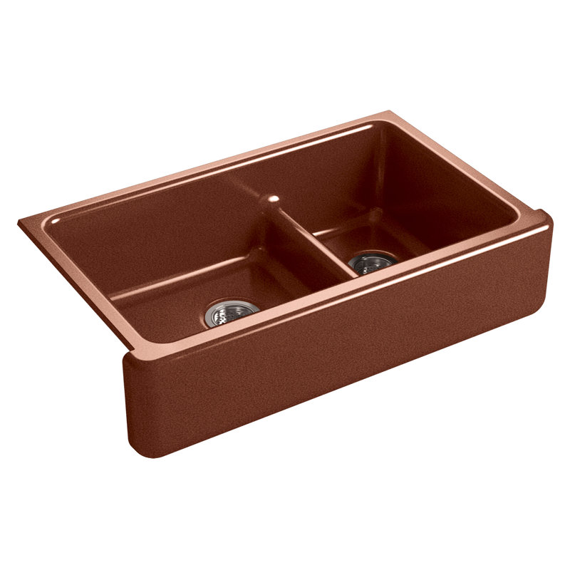 Whitehaven 36" L x 22" W Double Basin Farmhouse Kitchen Sink, Ember