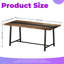 Table de salle à manger industrielle pour 8, table rectangulaire de 70,9 po avec pieds en acier, spacieuse et durable