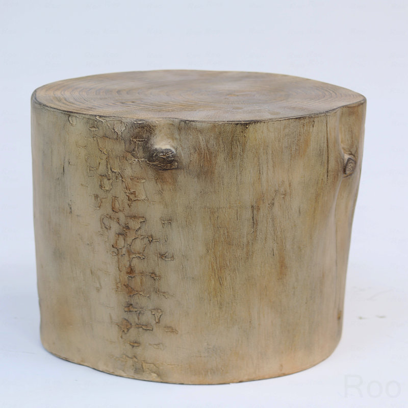 Table d'appoint d'extérieur pour patio 14,25 pouces MGO, souche de bois peinte à la main