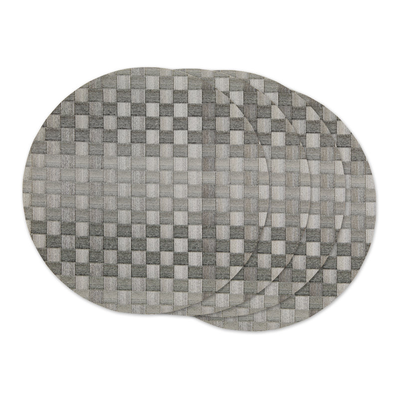 Ensemble de 4 napperons ronds tissés Kerry-May, Gris