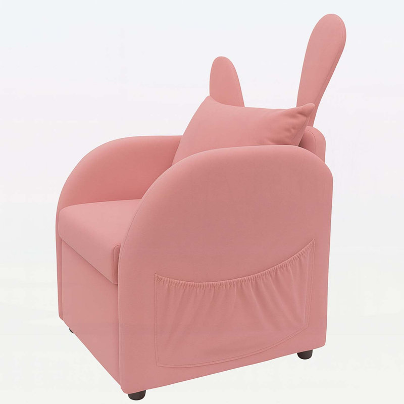 Fauteuil Bunny-Ear avec tissu résistant aux rayures, Rose