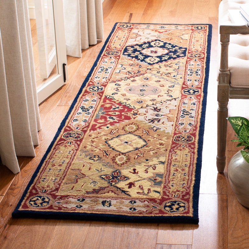 Tapis oriental en laine touffeté à la main Balthrop, Tapis de couloir 2 pi 3 po x 12 pi