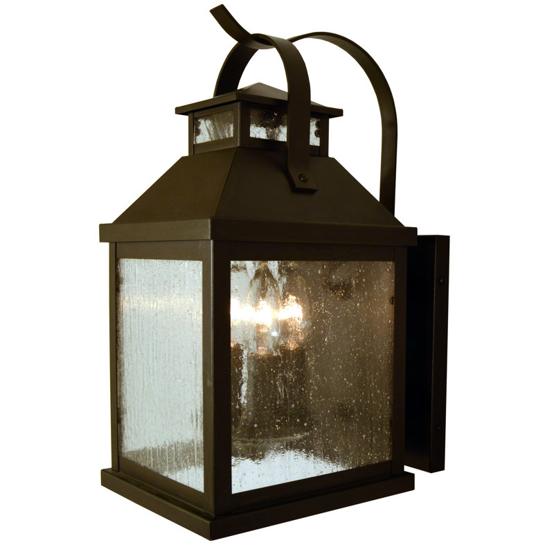Lanterne murale d'extérieur 3 lumières Bungay, Brun rustique, Mica amande