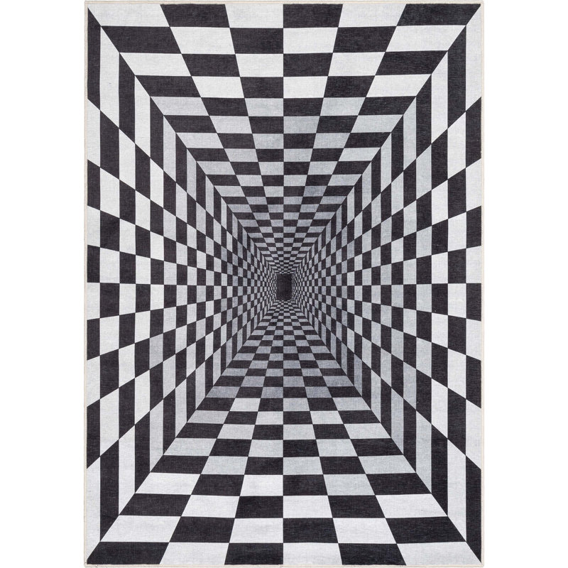 Checkered Indoor Rug, Rectangle 3'3" x 5'