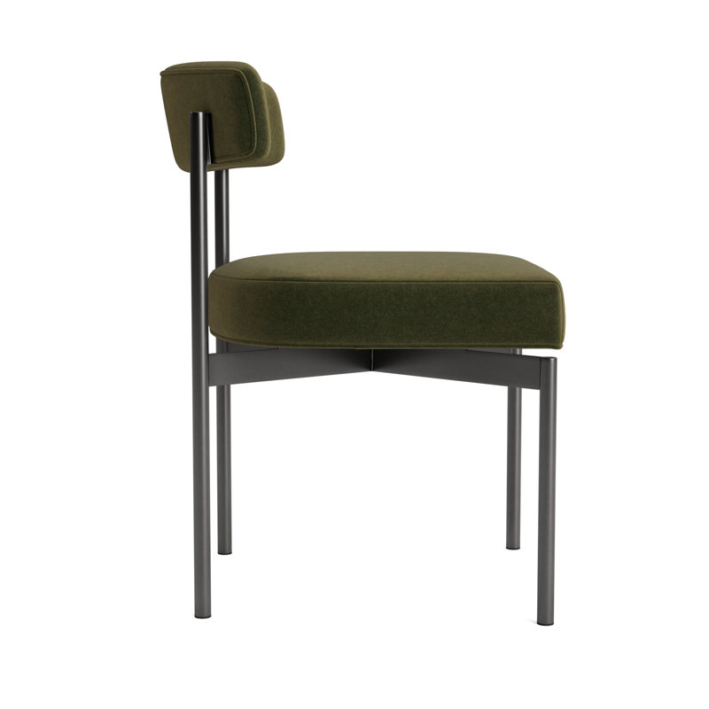 Remy Upholstered Dining Chair, Pewter, Performance Velvet - Balsam