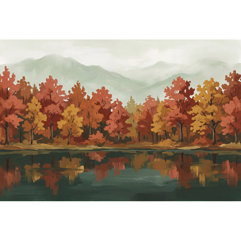 Papier peint paysage d'automne, 100 po x 96 po, Non tissé