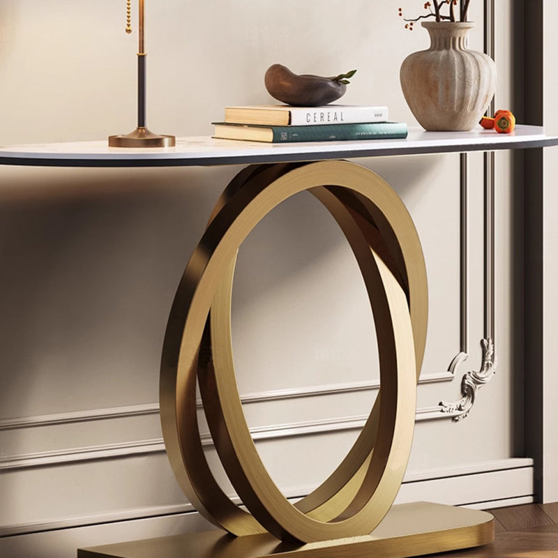Armoire de style français en pierre frittée., H 33,4 po x l 59 po x P 13,7 po, Doré