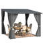 Pavillon de jardin extérieur en métal pour terrasse avec rideaux et moustiquaire-126534499-126534500