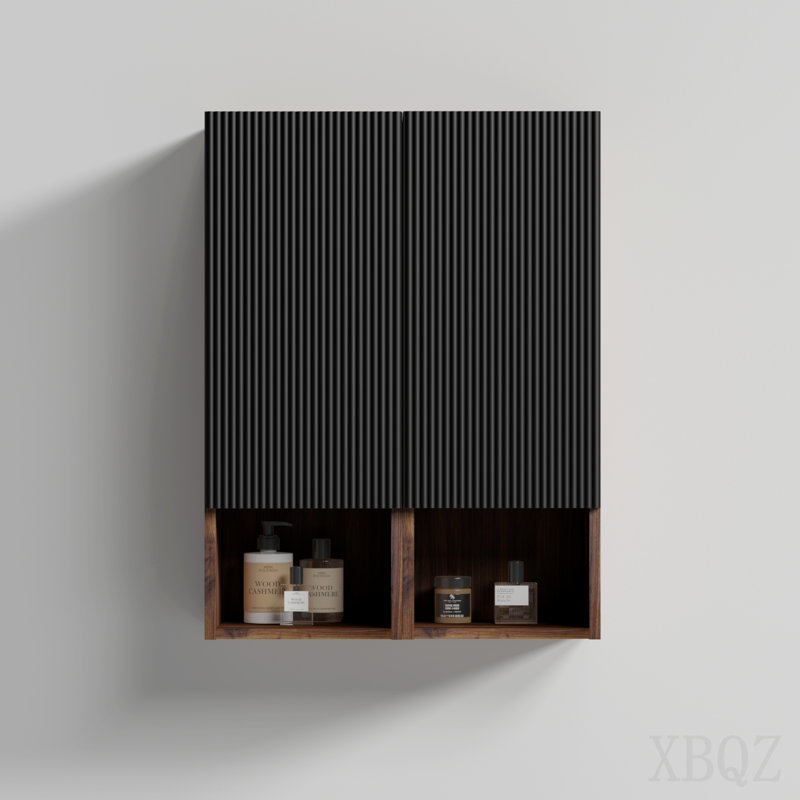 Cc1014s110.309  Black & Walnut Bathroom Floating Side Cabinet, Wall-Mounted Storage Cabinet For Small Space, Kd