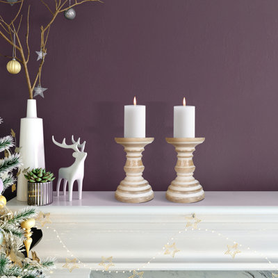 2 Piece Wood Pillar Set
