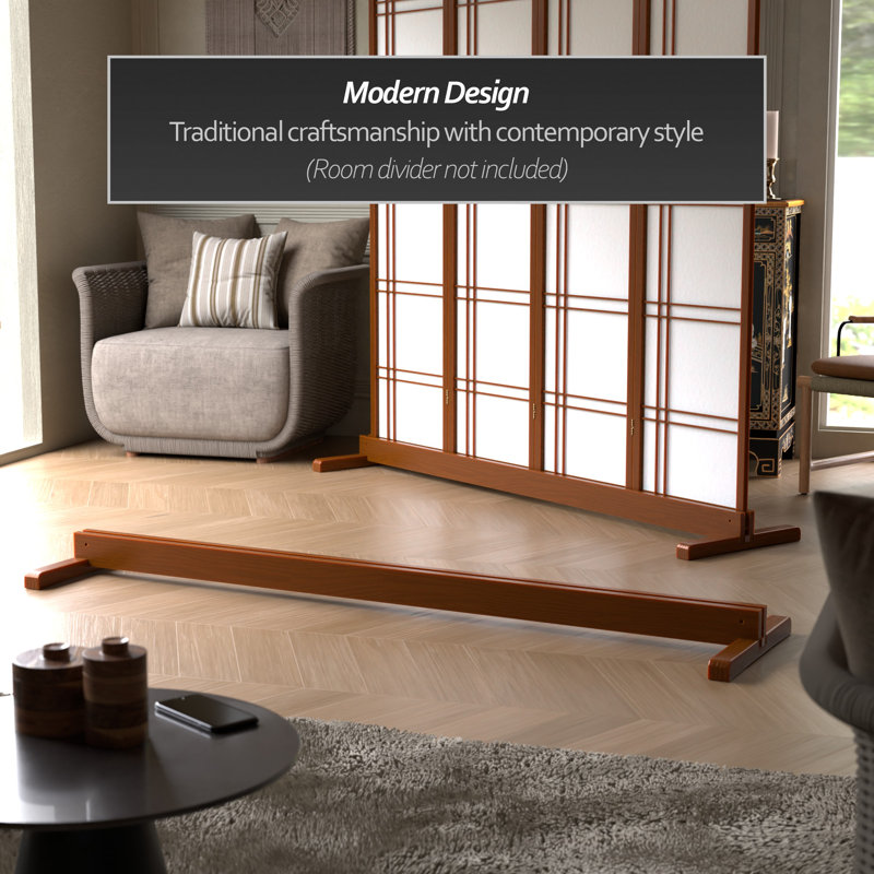 Room Divider Stand - Walnut - 3 Panel, 4" H x 70.75" W x 19.5" D, Walnut