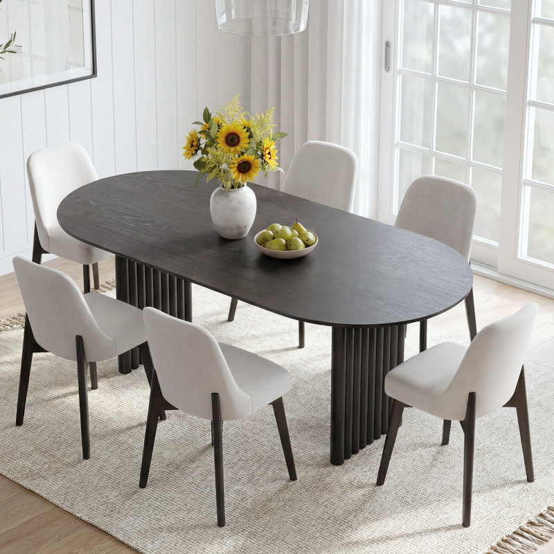 Janik 7 - Piece Oval Solid Wood Dining Table Set, White