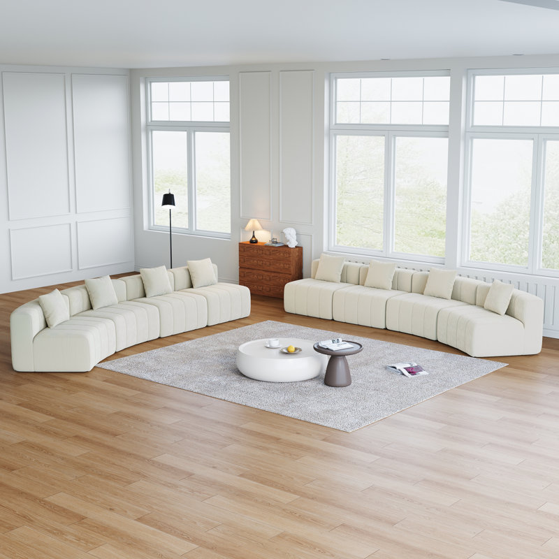 Canapés modulaires spacieux en chenille, conception courbée moderne avec 8 coussins pour la maison