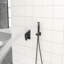Double fonction, plafonnier, carré de 10 pouces, douche, noir mat, - valve équilibrée, réglable à 360 °, tête de pluie, système de tête de douche à main à fixation carrée noire avec fonction d'échaudage, motif et-121077219
