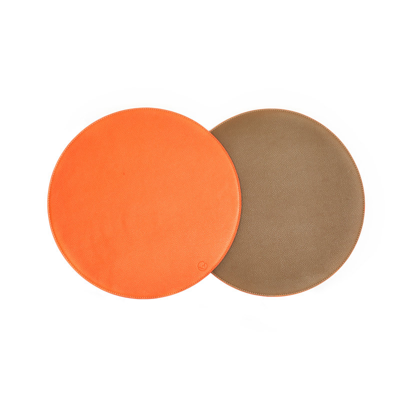 Round, Orange/Taupe