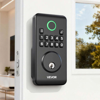 Keyless Entry Door Lock, Electronic Deadbolt with Customizable User Codes, Pioneering Easy-Grip Design, Keyed Entry, Auto Lock, Anti-Peeking Password, Backlit Keypad, Matte Black, Designed for Home
