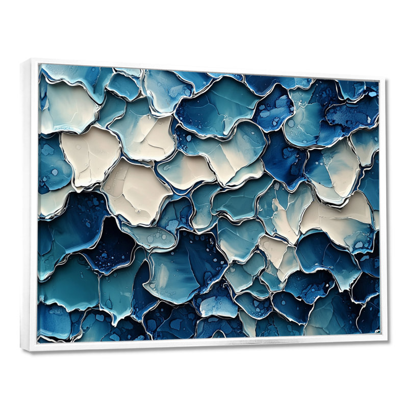 Mauriello - Abstract Large Wall Art, H 34 po x l 44 po, Cadre flottant, Blanc