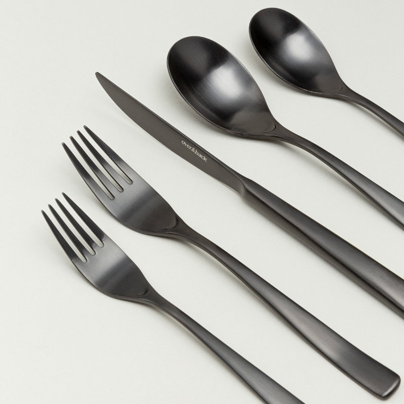 over&back Curved 18/8 Flatware Set - Service for 4, Matte Black