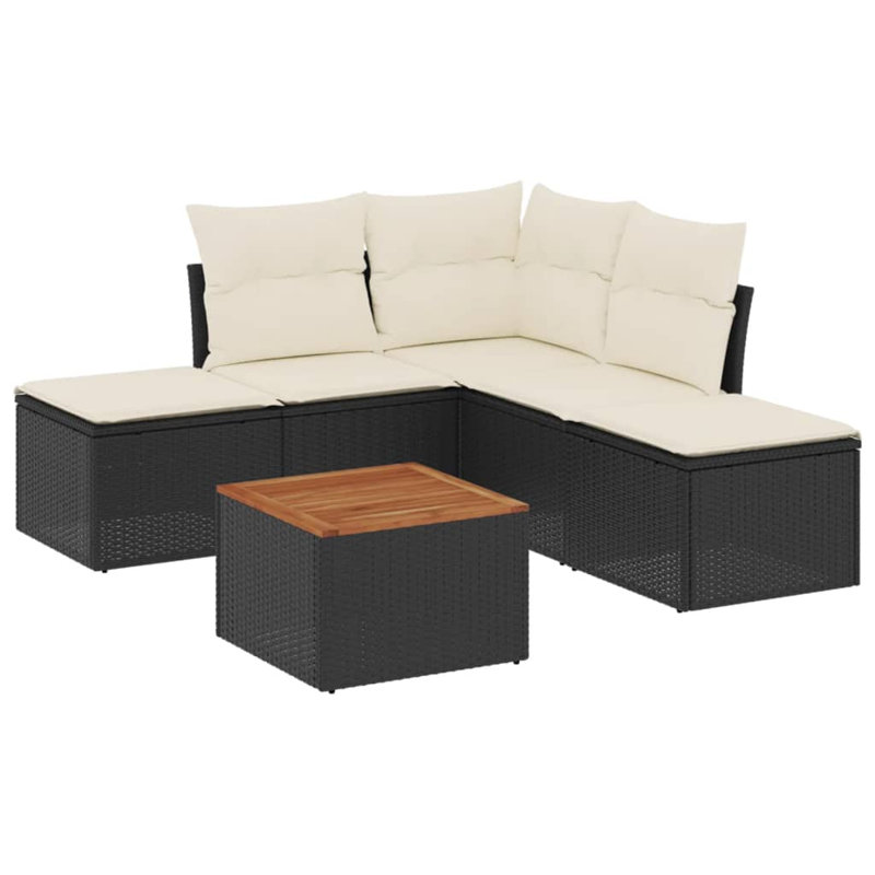 Ensemble de canapé de jardin Vidaxl noir, blanc crème