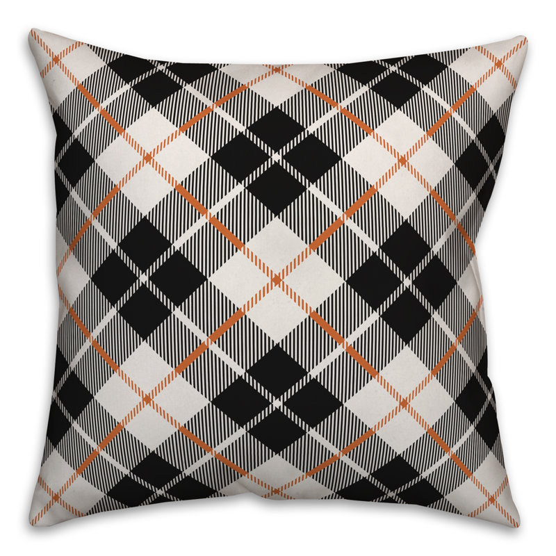 Plaid Throw Pillow, Black, 18" x 18", Pillow Cover Only - No Insert