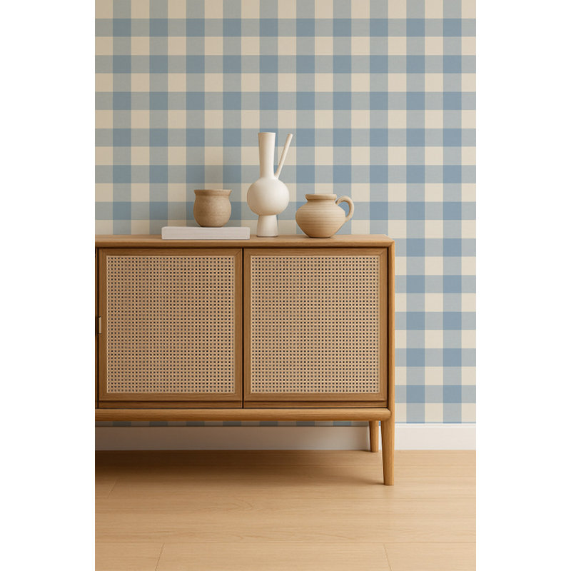 Central Check, Blue/White