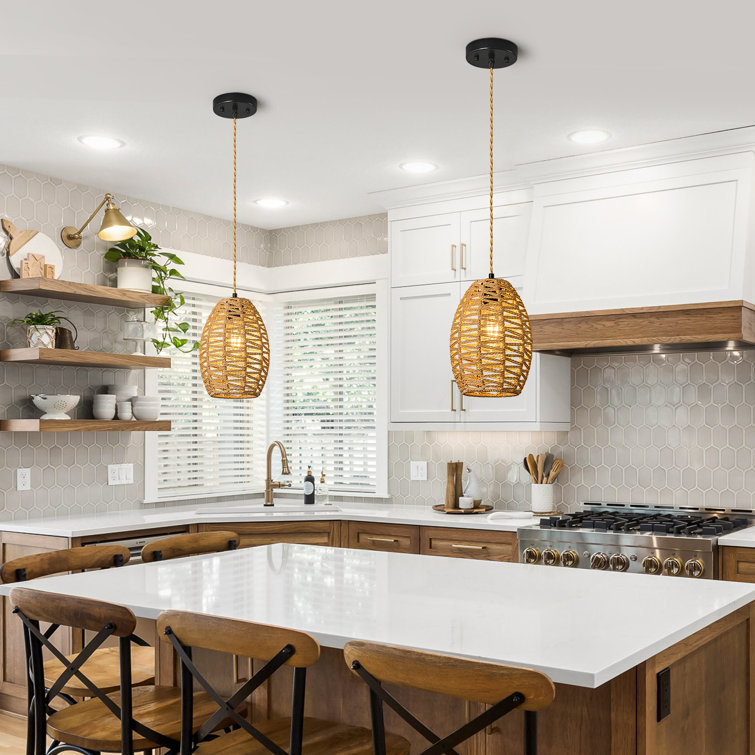 Rattan Dining Room Lights Boho Kitchen Rattan Pendant Lighting