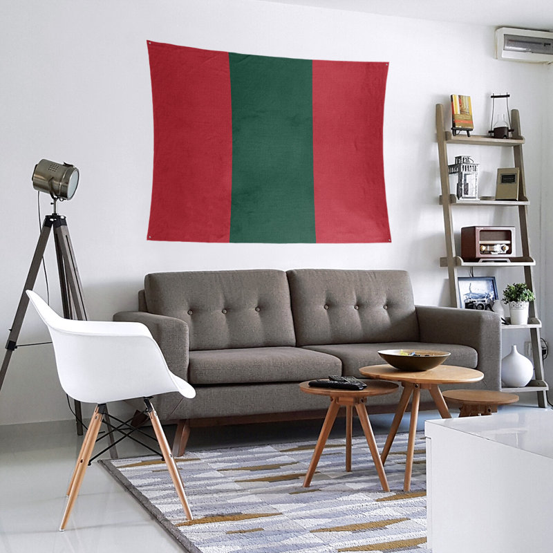 Tapisserie de polyester Minnesota, Rouge Iron Range / vert forêt / rouge Iron Range, H 68 po x l 80 po