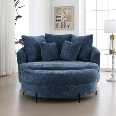 Méridienne surdimensionnée 59,5 po avec housse de baril avec repose-pieds et rangement Crescent