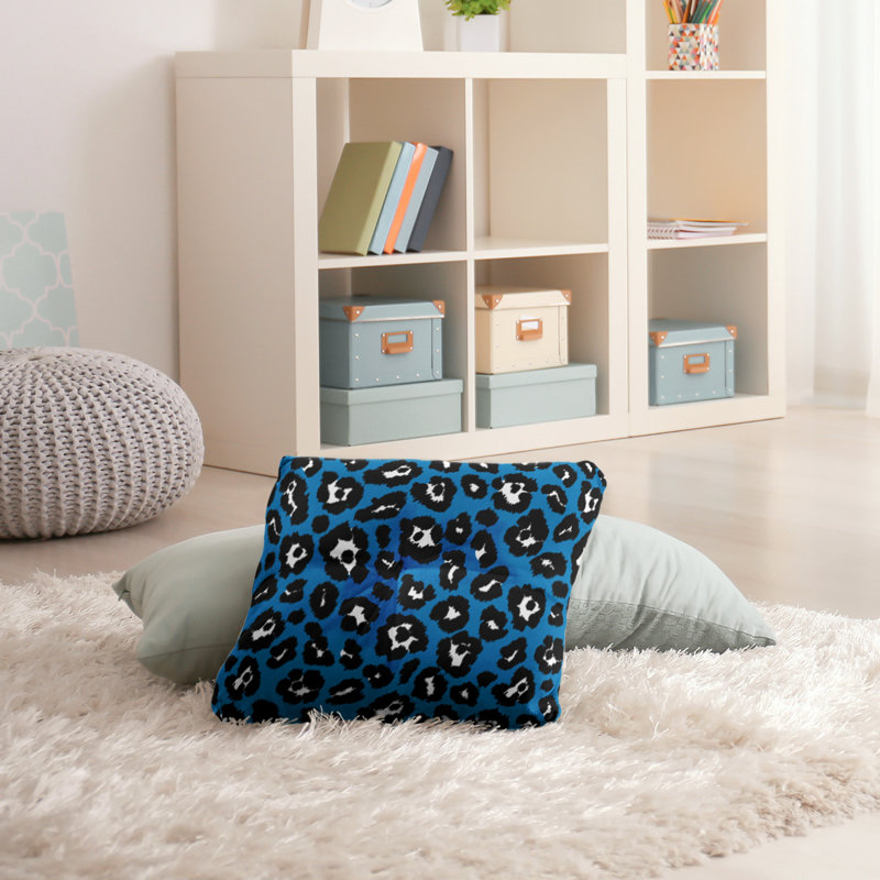 Housse et insert de coussin carré touffeté, H 26 po x l 26 po x P 3 po, Bleu / noir / blanc