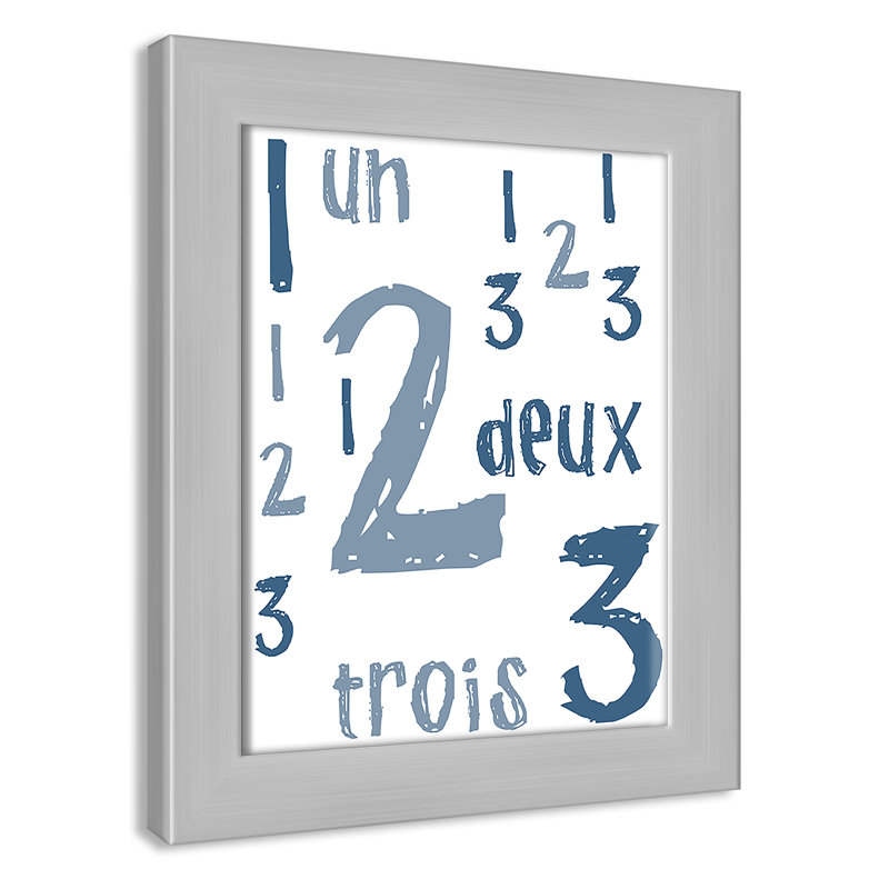 Impression sur papier français, H 10 po x l 8 po x P 0,6 po, Encadré plat argent