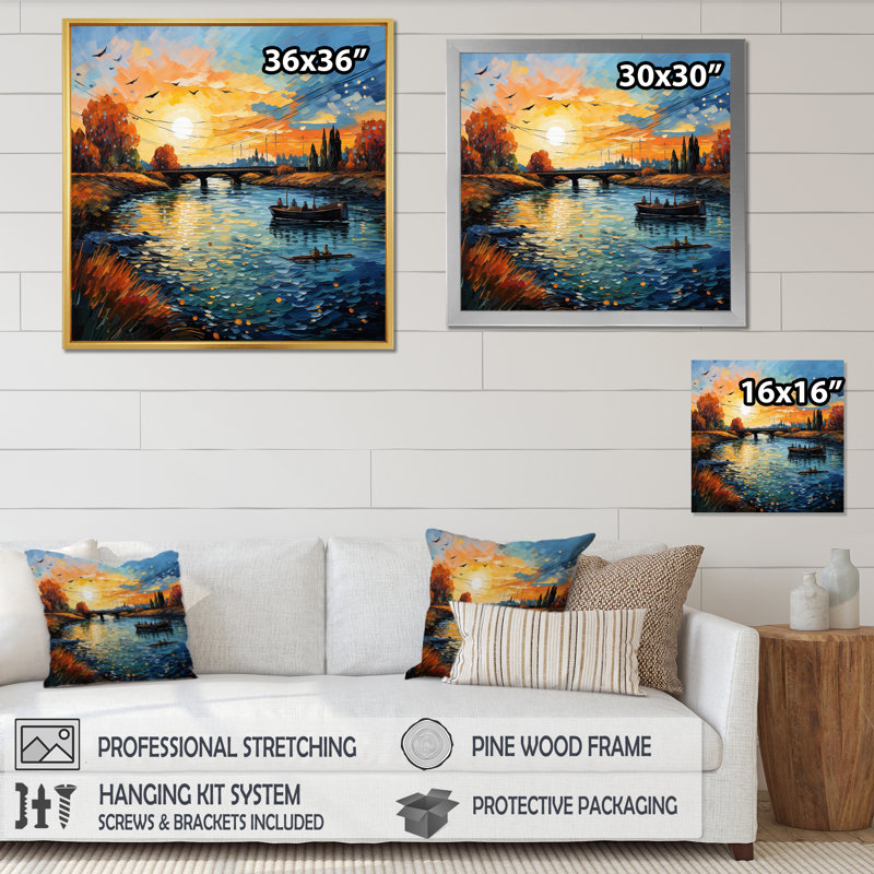 «Vangogh The Bridge At Arles II - Vangogh Wall Art» par Vincent Van Gogh, peinture, H 16 po x l 16 po x P 1 po