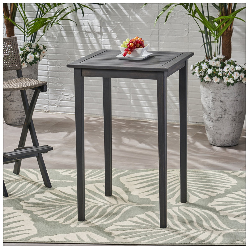 Table de bar d'extérieur carrée en bois d'acacia - Gris foncé