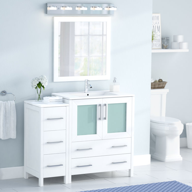 Arroyos 42'' Single Bathroom Vanity with Ceramic Top with Mirror