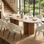 Table de salle à manger rectangulaire moderne pour 6 personnes, pieds en bois massif, plateau de table en pierre 71 po Modern