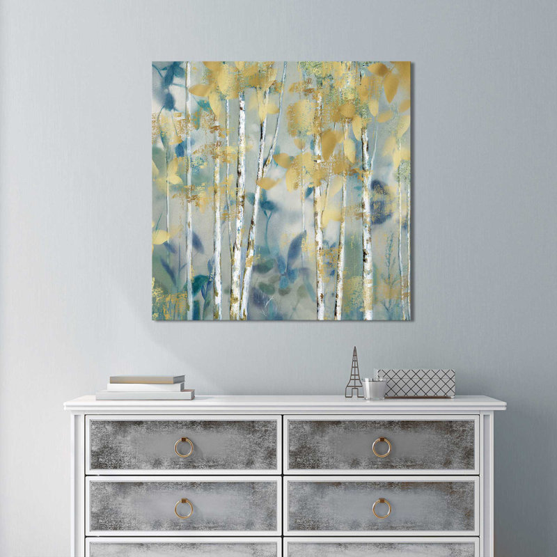 «Gilded Forest I», reproduction de peinture acrylique, H 28 po x l 28 po x P 1,5 po, Toile tendue